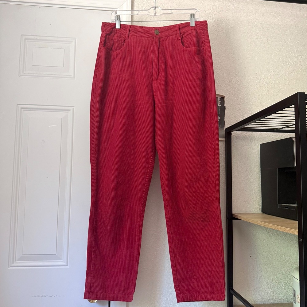 LUCY & YAK red organic cotton corduroy wide leg baggy pants
